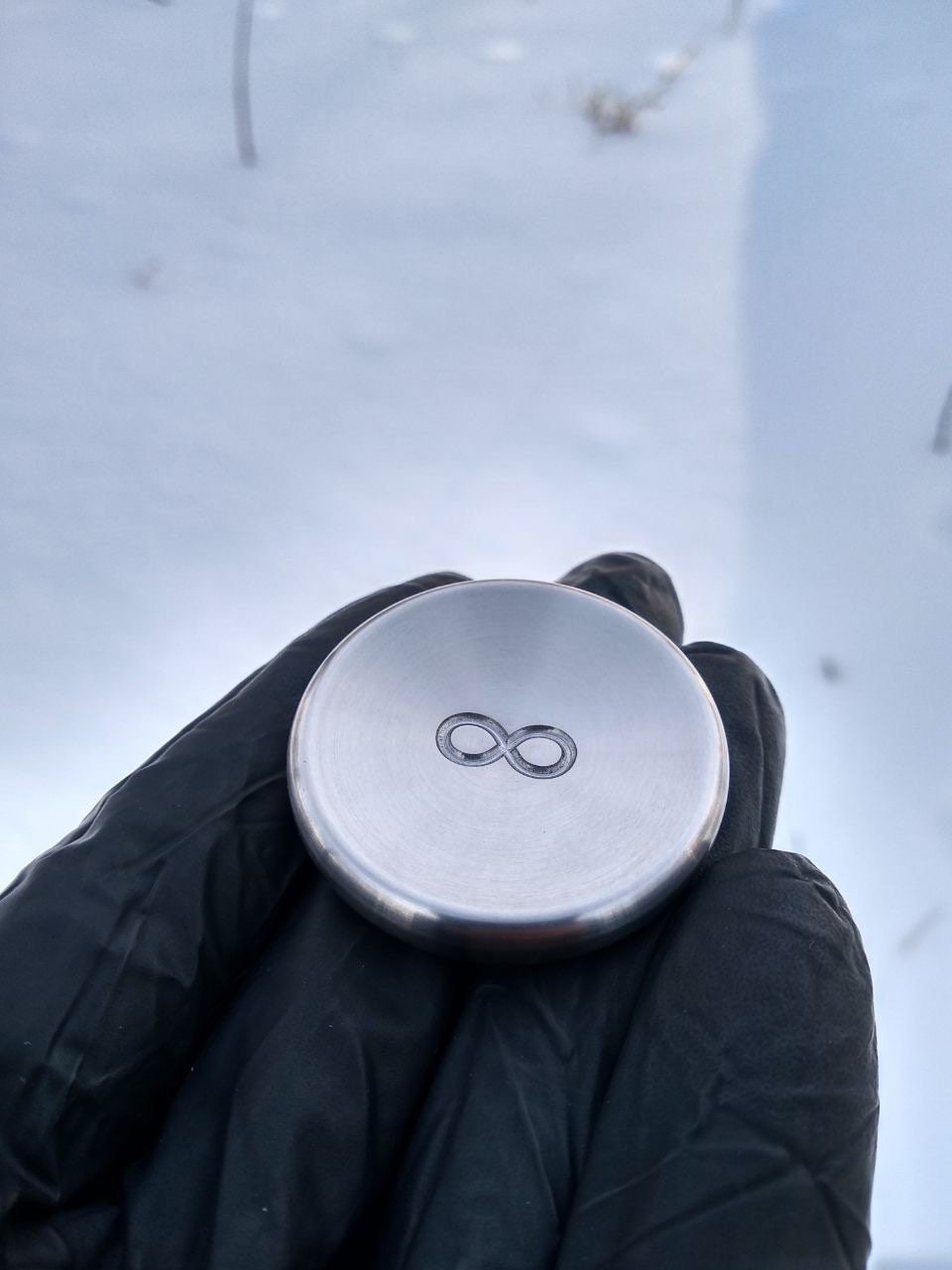 Titanium contact coin "Infinite Wave", skill toy, Fidget stone, worry coin, pocket toy, one side engrave