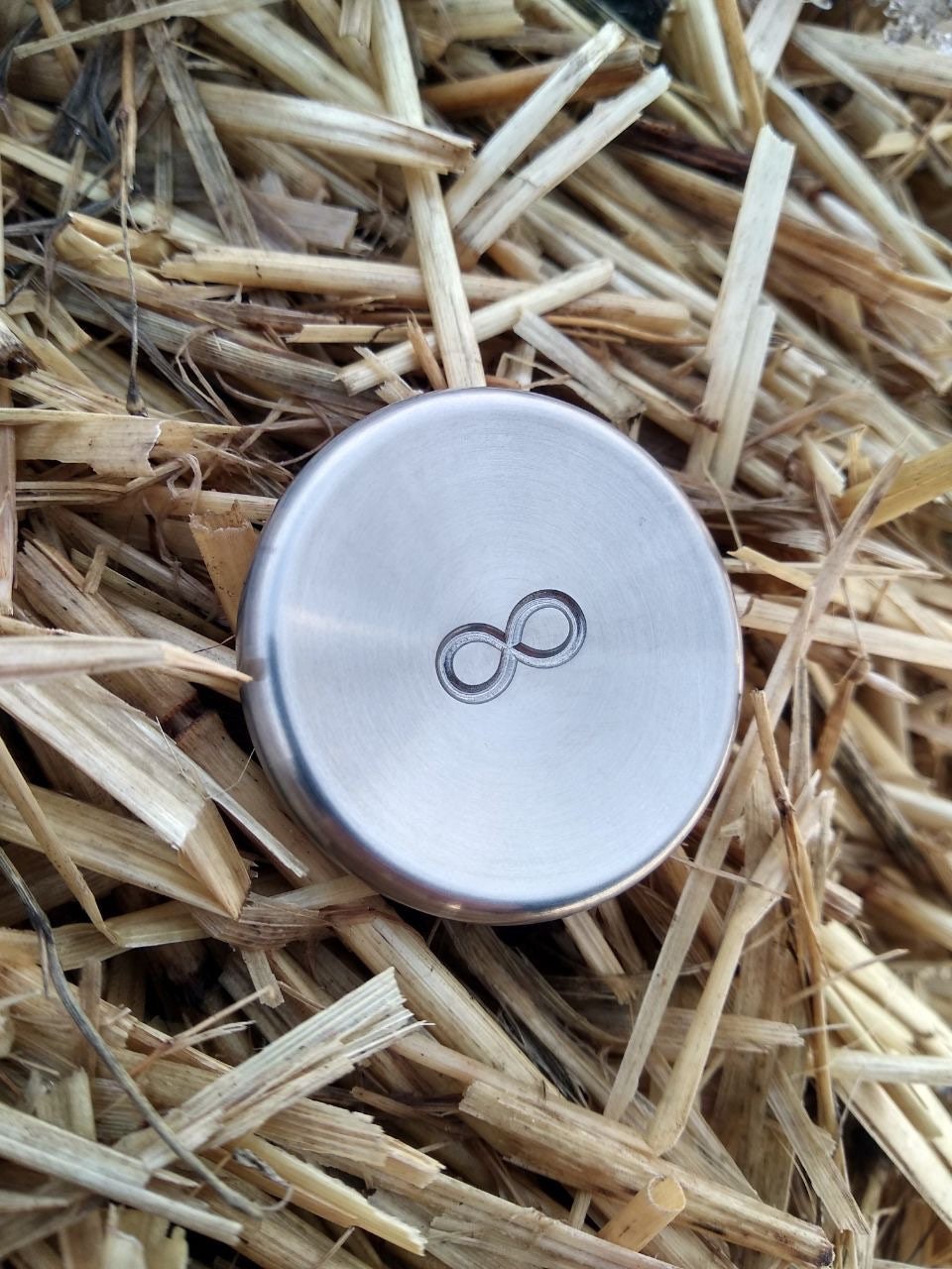 Titanium contact coin "Infinite Wave", skill toy, Fidget stone, worry coin, pocket toy, one side engrave