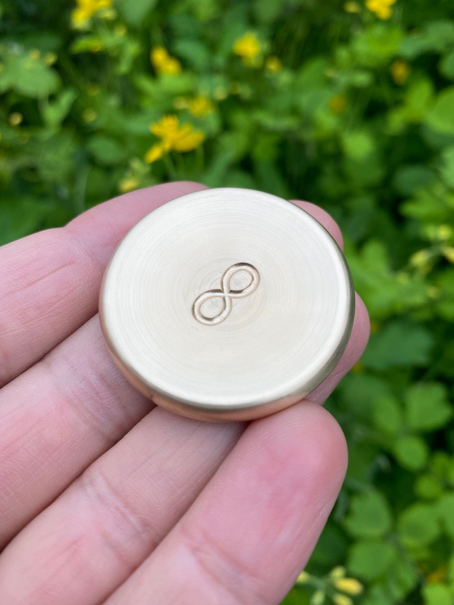Copper brass contact coin "Infinite Wave", skill toy, Fidget stone, worry coin, pocket toy, one side engrave
