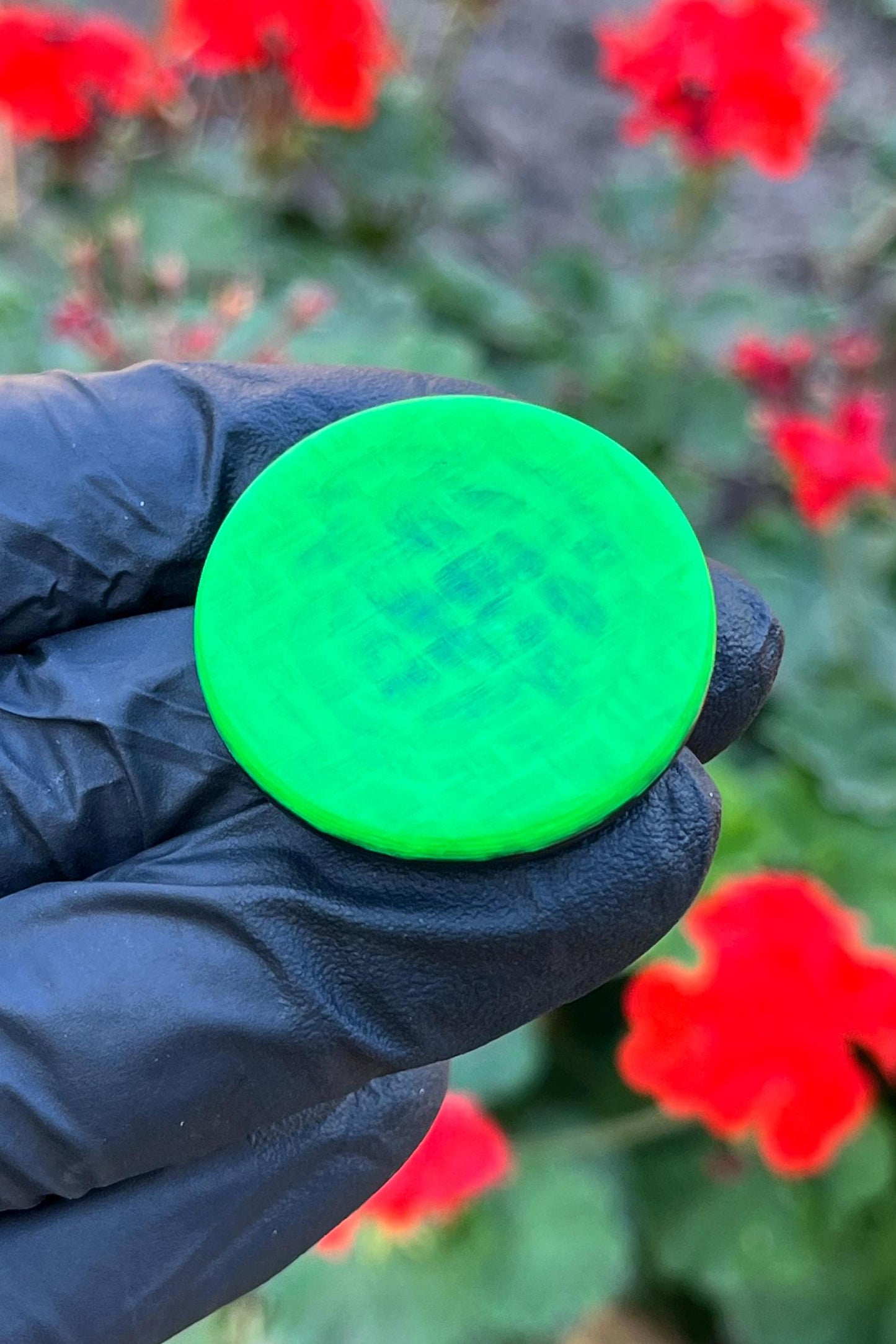 Сontact coin BLACKOUT carbon fiber edition, green glow skill toy, glowing fidget toy, worry coin, worry stone, gift for friend.
